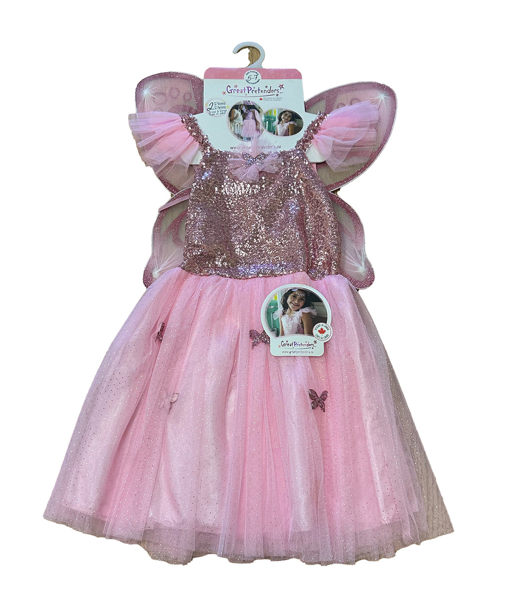 Pink Butterfly Dress and Wings Set